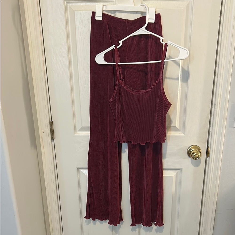 Burgundy Two-Piece Lounge Set